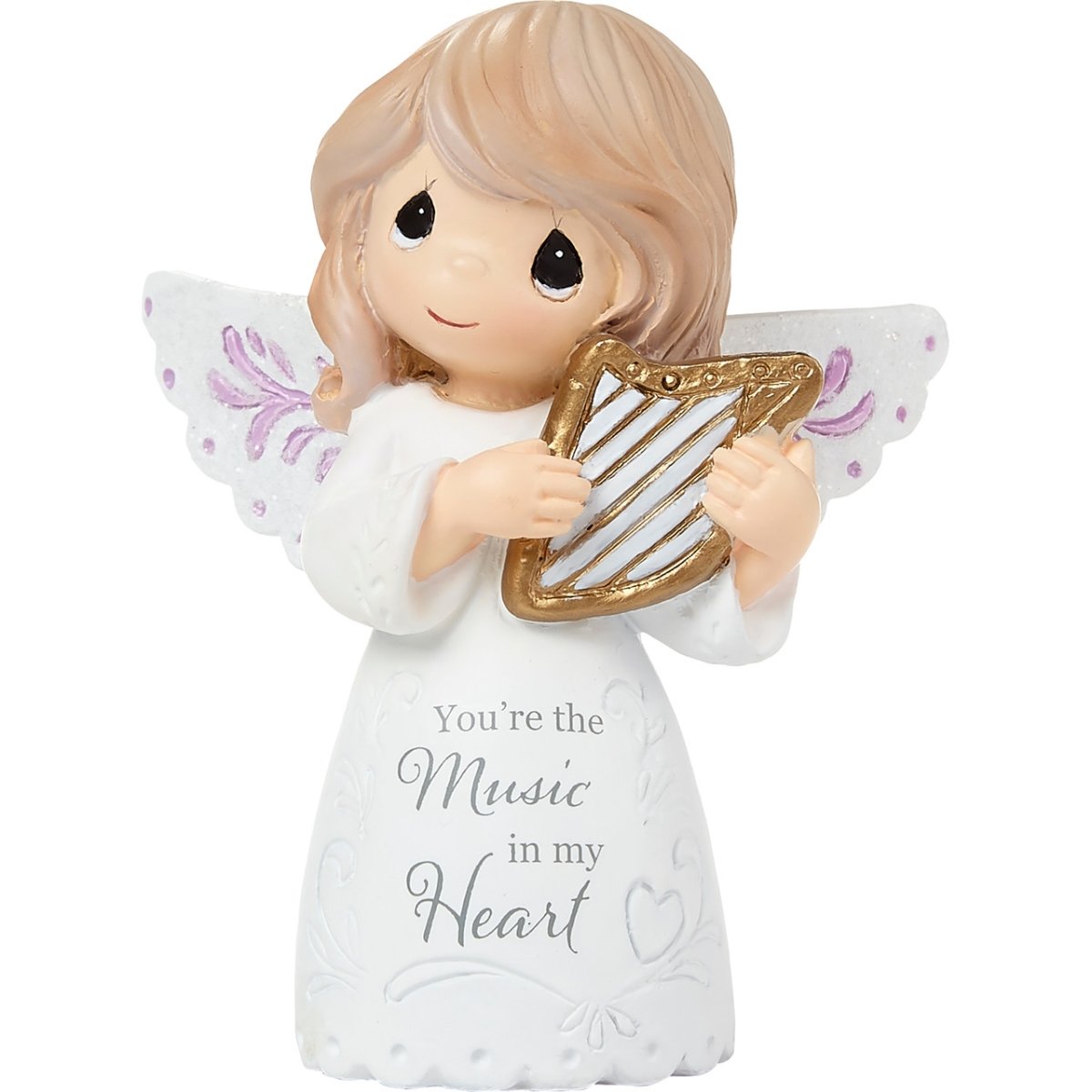 Picture of Precious Moments 222410 3 in. Porcelain Angel Figurine with Miniature Harp, Multi Color
