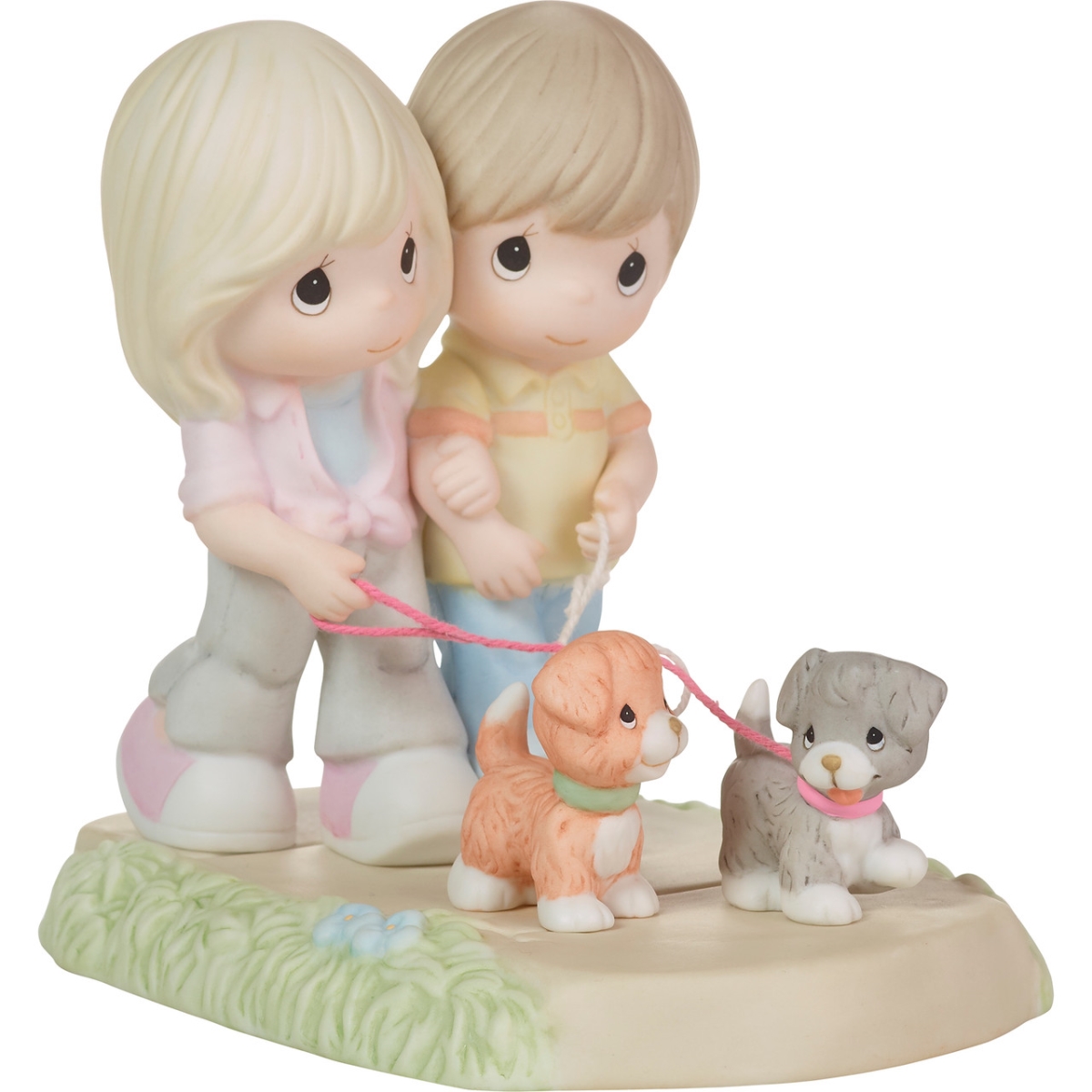 Picture of Be the Light Christian Bookstore 223003 5.5 in. Porcelain Couple Walking Dogs Together Figurine&#44; Multi Color