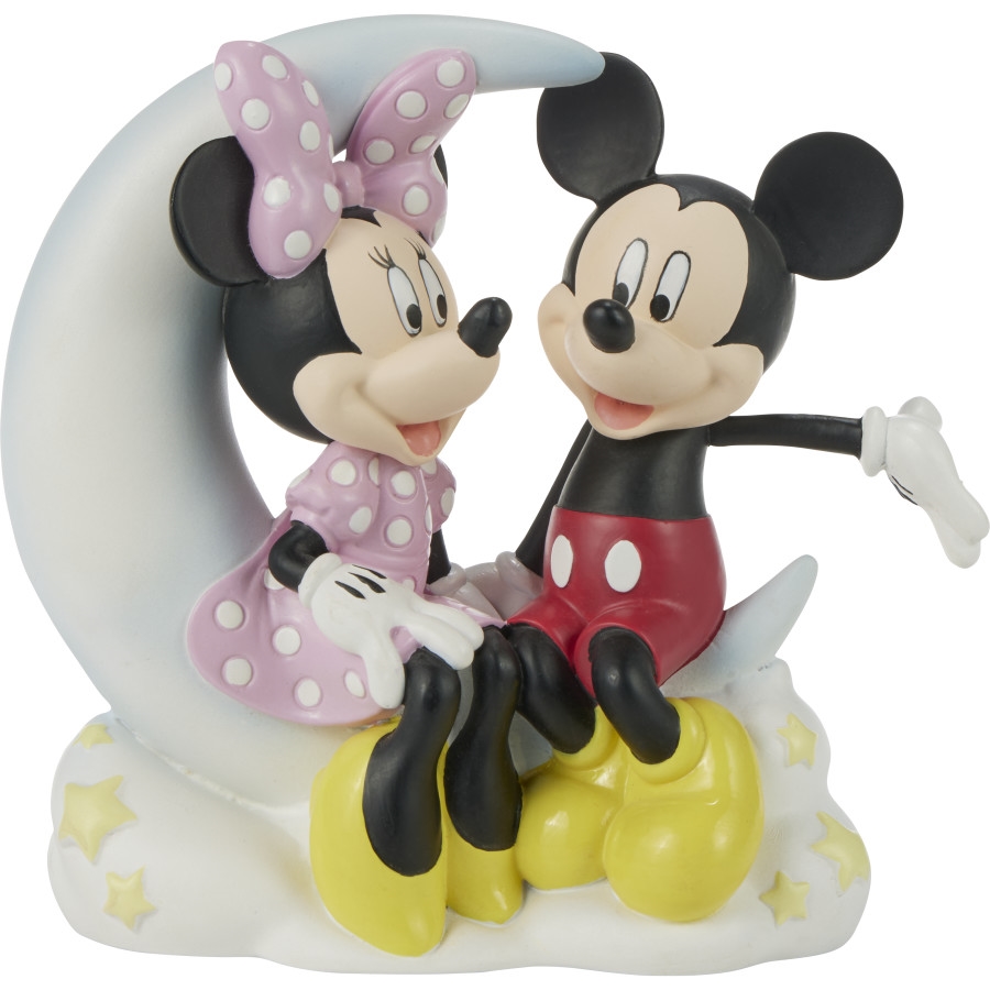 231703 Love You To The Moon And Back Disney Mickey Mouse and Minnie Mouse Figurine
