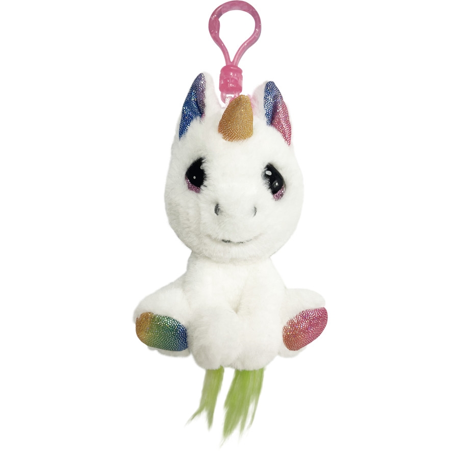 236837  White Unicorn Plush Backpack Clip- Uni