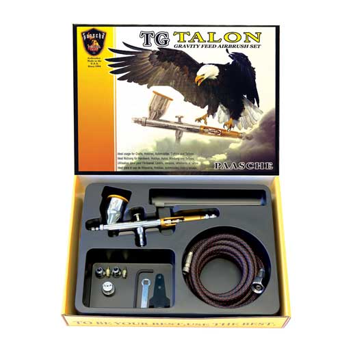 Picture of Paasche TG-3F Double Action Gravity Feed Airbrush Set with All Three Heads & Fan Aircap