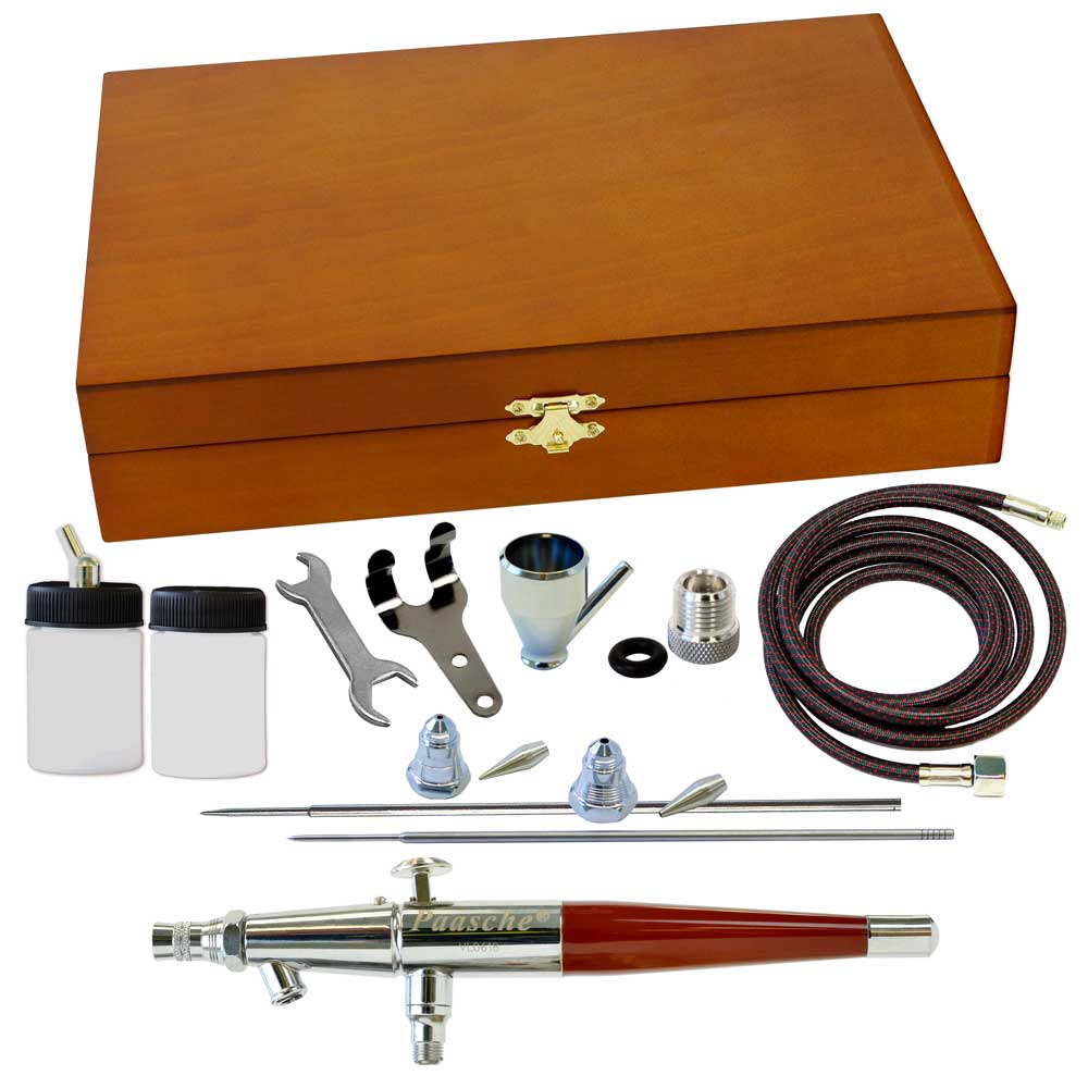 Picture of Paasche Airbrush VL-3WC Wood Box Set with VL & All Three Heads