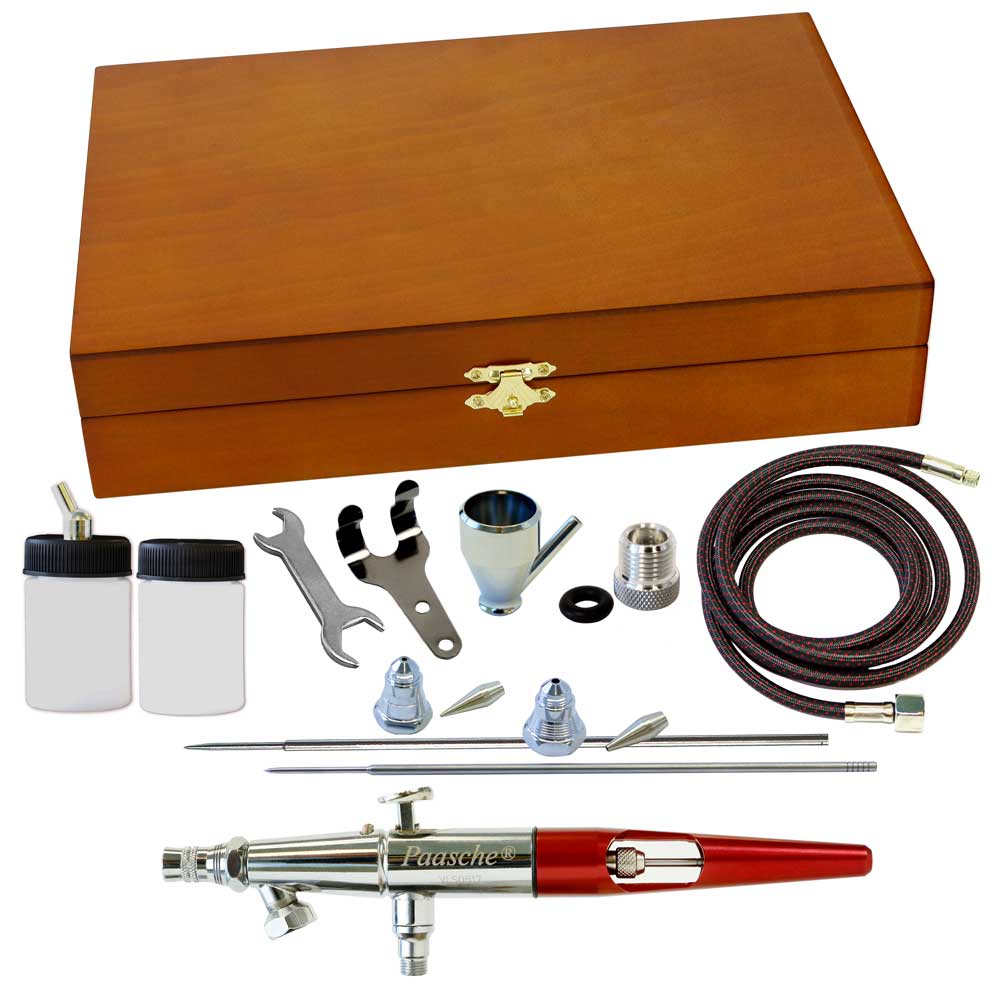 Picture of Paasche Airbrush VLST-3WC Wood Box Set with Vlstpro & All Three Heads