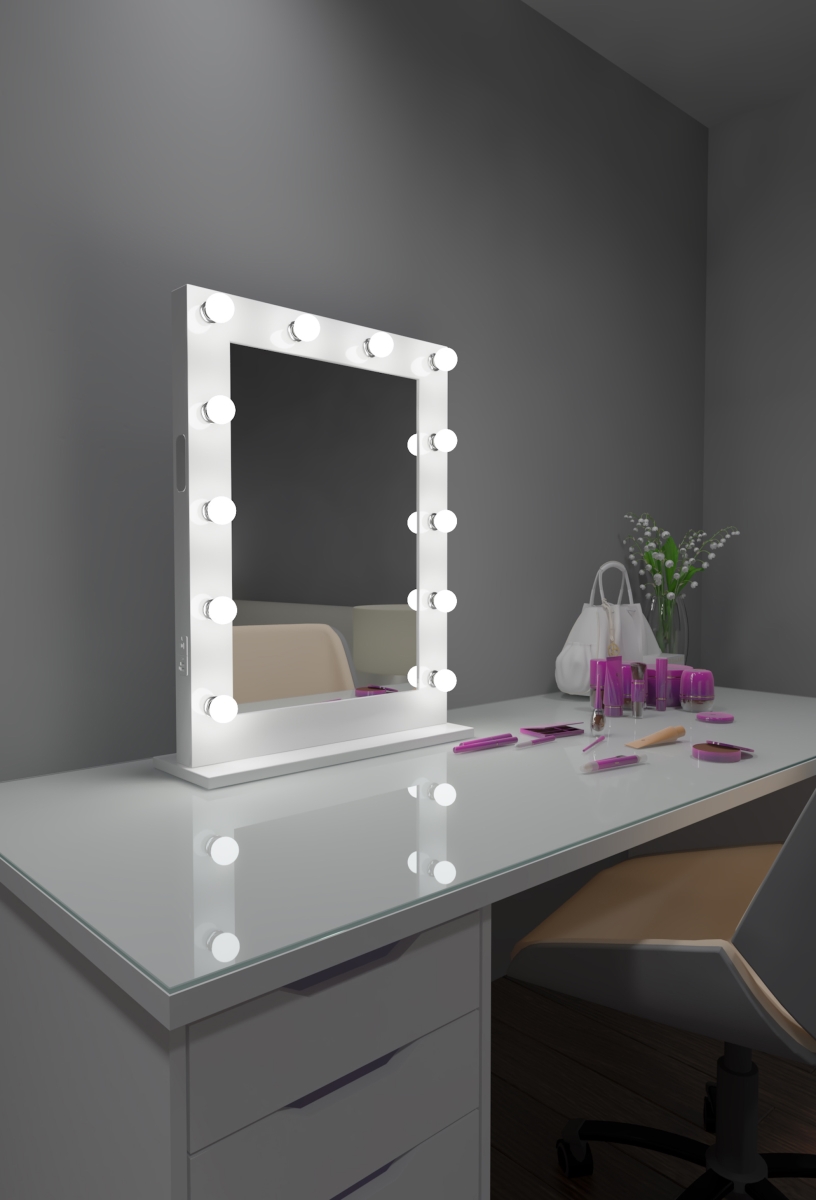 24 x 32 in. Marilyn Hollywood Mirror Bluetooth & LED Bulbs, White