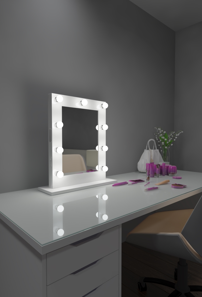 20 x 26 in. Marilyn Hollywood Mirror Bluetooth & LED Bulbs, White