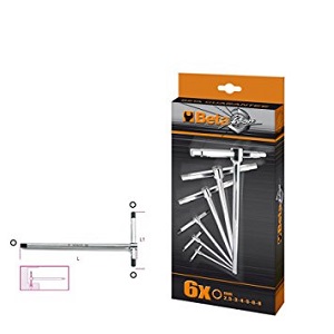 Beta Tools  THandle Wrenches with Three Hexagon Male Ends  Set of 6