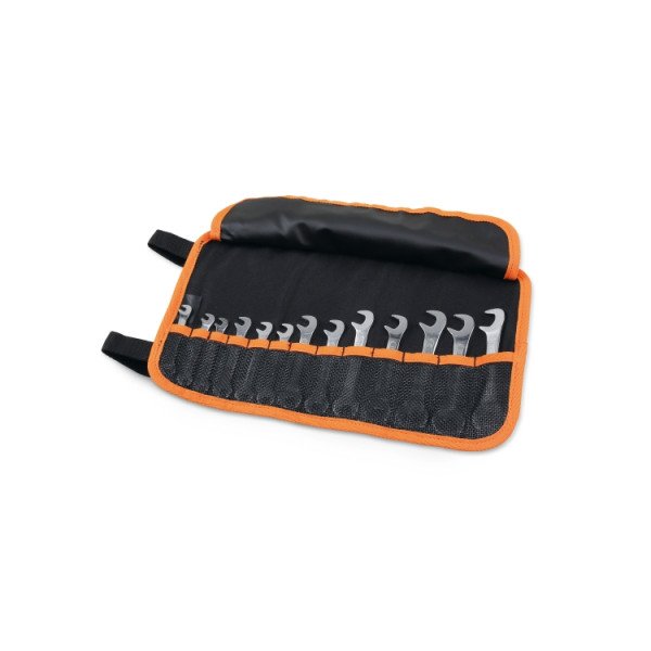 000730202 Double Open-End Ultra-Thin Wrench with 15 Deg & 75 Deg Angled Heads - Set of 13