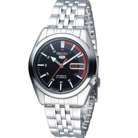 SNK375J1 Mens 5 Automatic Black Dial Stainless Steel Watch -  Seiko