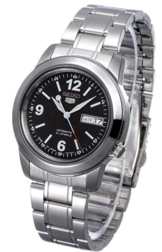 Mens 5 Automatic Black Dial Stainless Steel Watch -  Seiko, SE839420