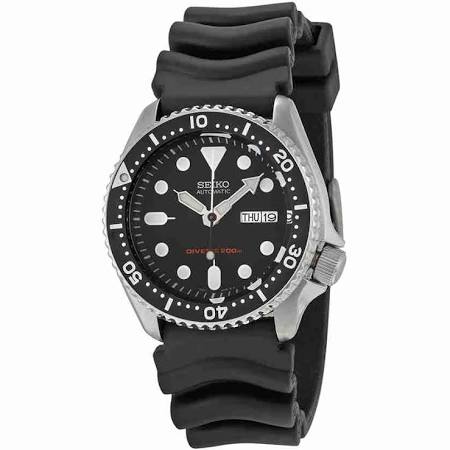 SKX007K1 Mens Divers Automatic Black Dial Rubber Band Watch -  Seiko