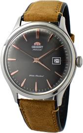 Picture of Orient FAC08003A0 Mens Bambino Version 4 Grey Dial Tan Leather Band Watch