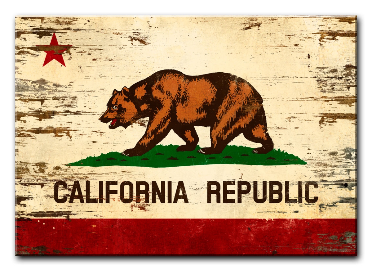 Picture of Past Time Signs PTSW016 20 x 14 in. California Flag Wood Print