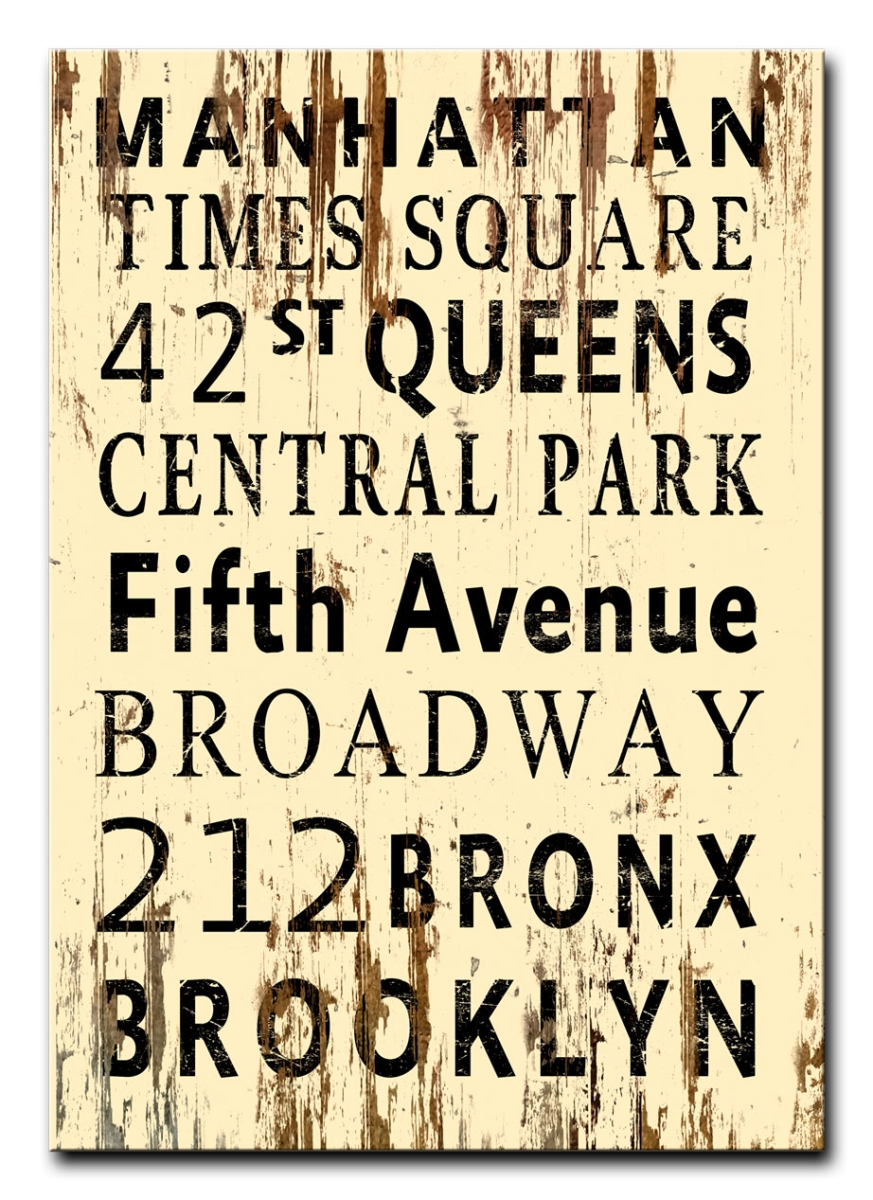 Picture of Past Time Signs PTSW019 14 x 20 in. New York Street Names Wood Print