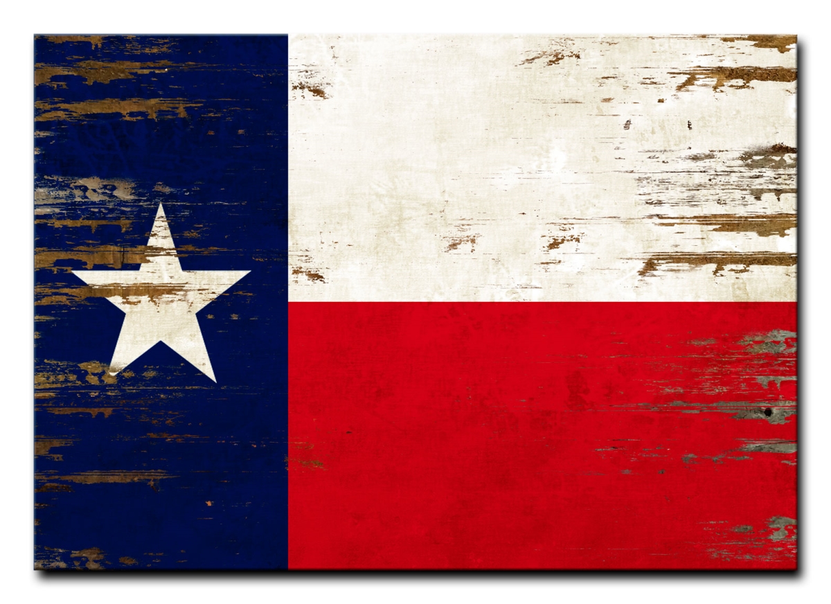 Picture of Past Time Signs PTSW021 20 x 14 in. Texas Flag Printed On Wood Print