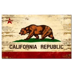 Picture of Past Time Signs PTSW050 16 x 10 in. California Flag Wood Print