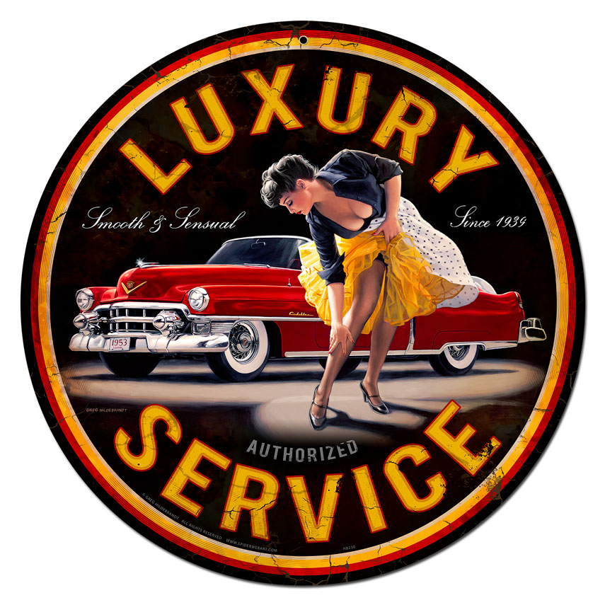 Picture of American Beauties by Greg Hildebrandt HB230 Luxury Service Round Metal Sign - 28 x 28 in.