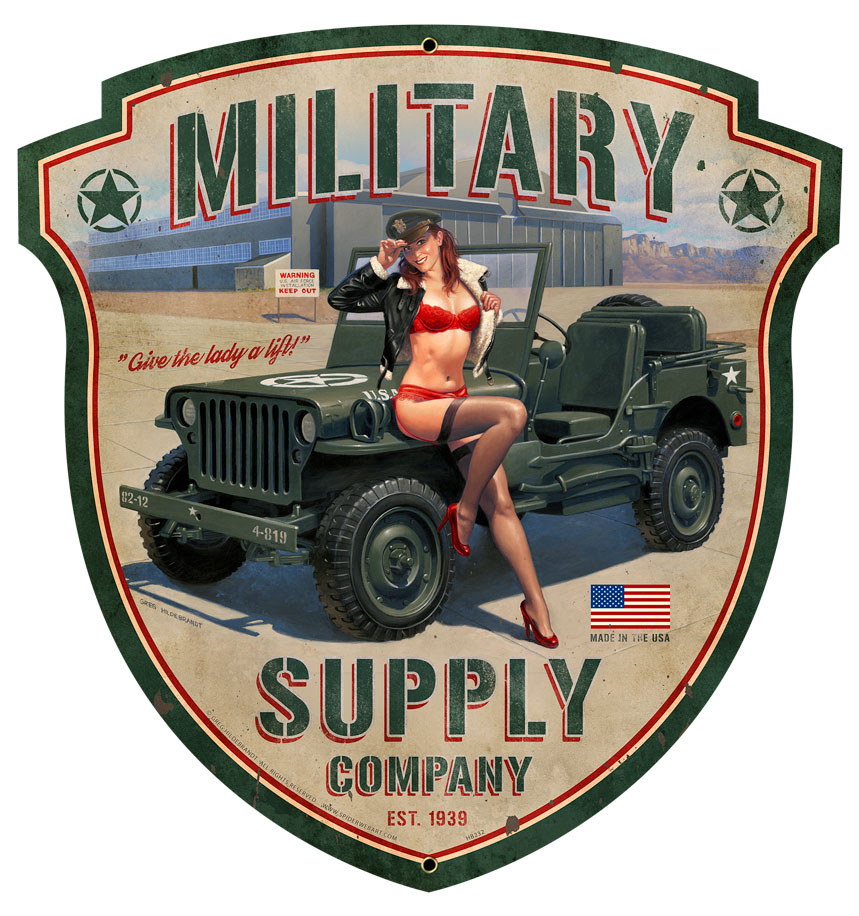 Picture of American Beauties by Greg Hildebrandt HB232 Military Supply Shield Plasma Metal Sign - 23 x 24 in.