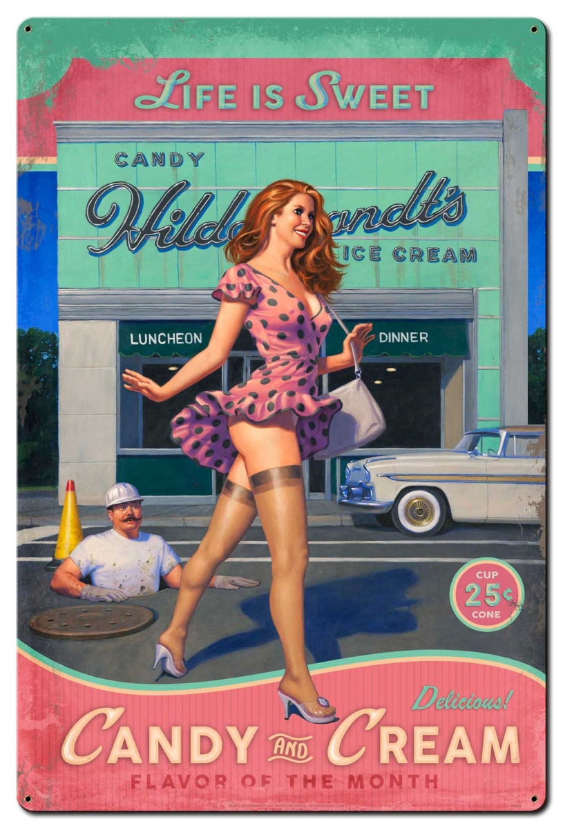 Picture of American Beauties by Greg Hildebrandt HB245 36 x 24 in. Candy & Cream Satin Sign