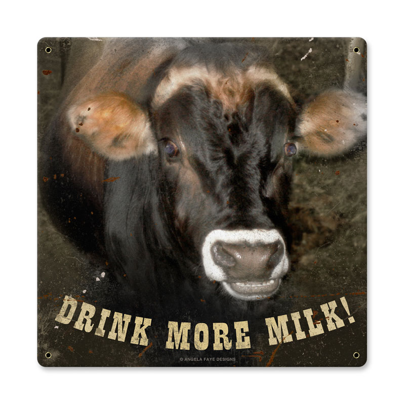 Picture of Angela Faye AIF024 12 x 12 in. Drink More Milk Metal Sign