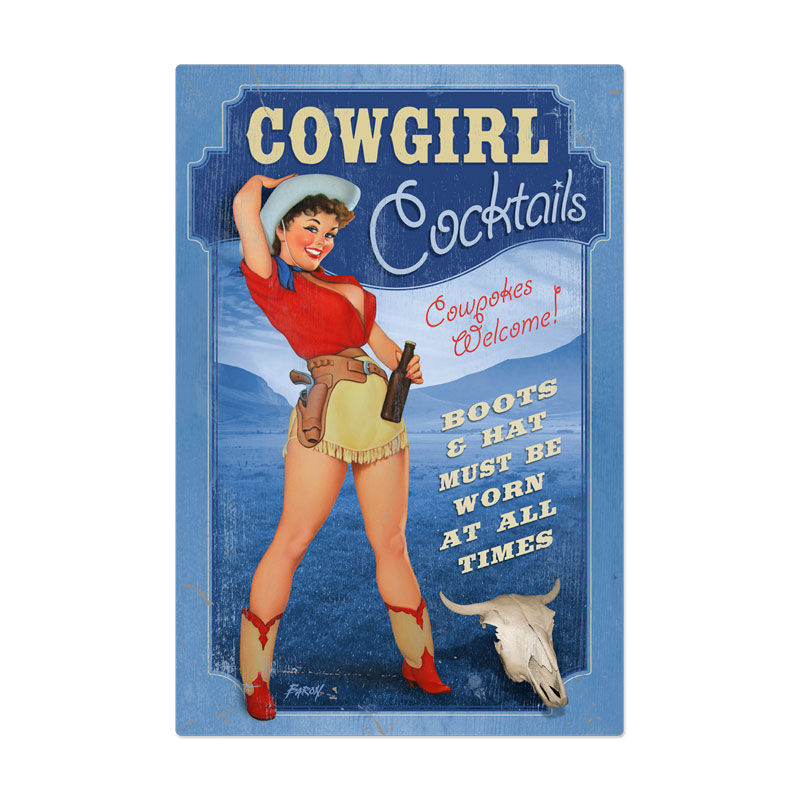 Picture of Baron Von Lind BVL025 36 x 24 in. Cowgirl Cocktails Metal Sign