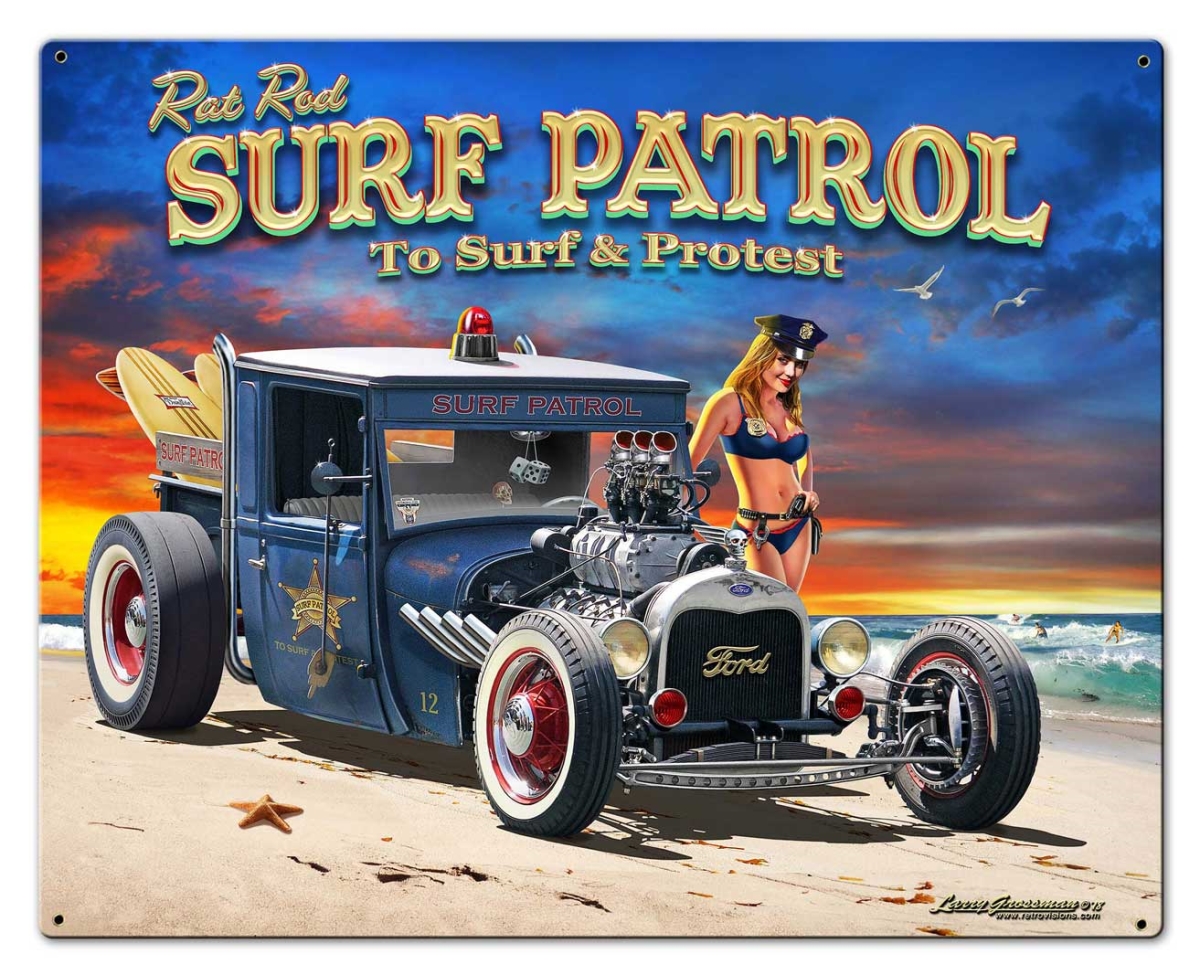 LGB316 30 x 24 in. 1929 Rat Rod Surf Patrol Custom Shape Sign -  Larry Grossman