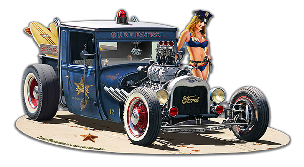 18 x 10 in. 1929 Rat Rod Surf Patrol Custom Shape Sign -  CEO, CE1645255