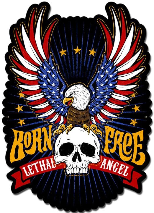Past Time Signs LETH196 14 x 19 in. Lethal Angel Born Free Eagle Plasma Metal Sign