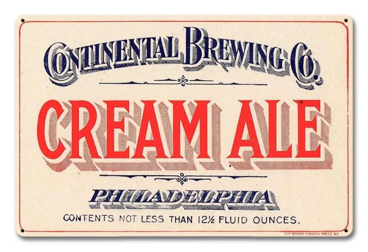 Pasttime Signs AMI043 18 x 12 in. American Ikons Continental Brewing Co Cream Ale Satinvintage Sign -  Past Time Signs