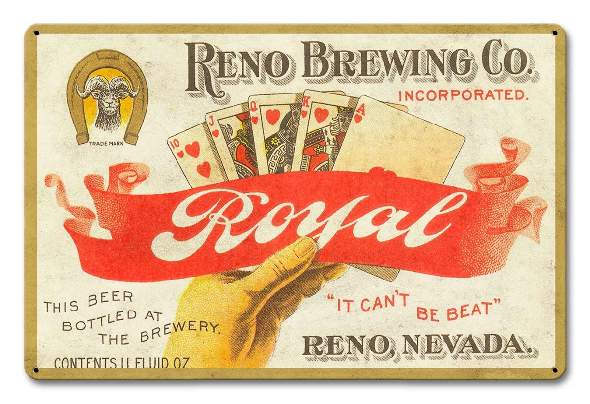 Pasttime Signs AMI074 18 x 12 in. Reno Brewing Co Royal Beer Sign -  Past Time Signs