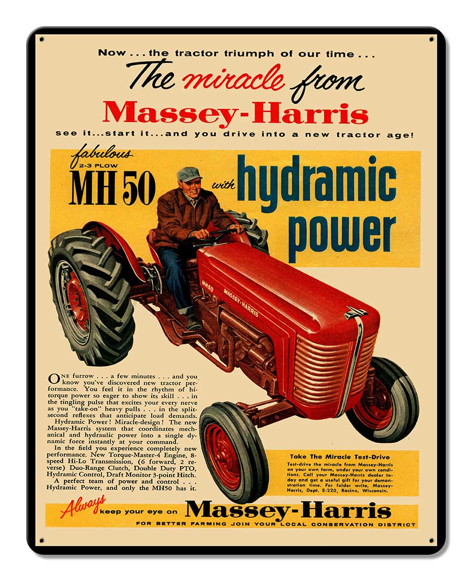 Pasttime Signs AMI131 12 x 15 in. Massey Harris Tractor Advertising Vintage Metal Sign -  Past Time Signs