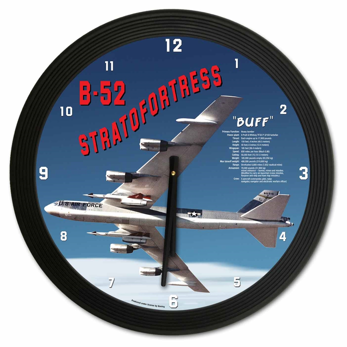 C207 18 x 18 in. B-52 Buff Clock -  Past Time Signs