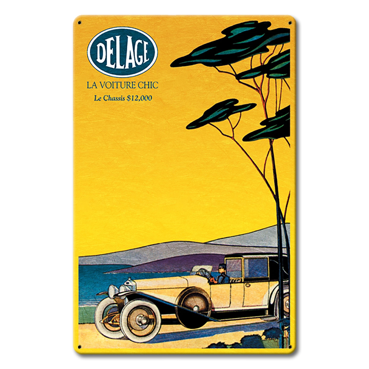 Pasttime Signs PTSB580 1930s Delage AD Metal Sign - 12 x 18 in -  Past Time Signs