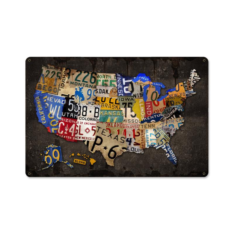 Past Time Signs PTS500 License Plate USA Board Metal Sign