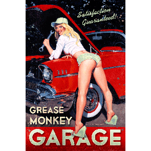 Picture of American Beauties by Greg Hildebrandt HB159 Grease Monkey Xl Satin Metal Sign