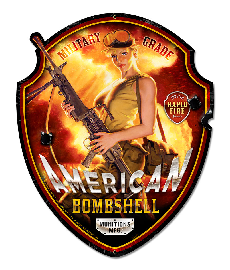 Picture of American Beauties by Greg Hildebrandt HB221 14 x 17 in. American Bombshell Plasma Metal Sign