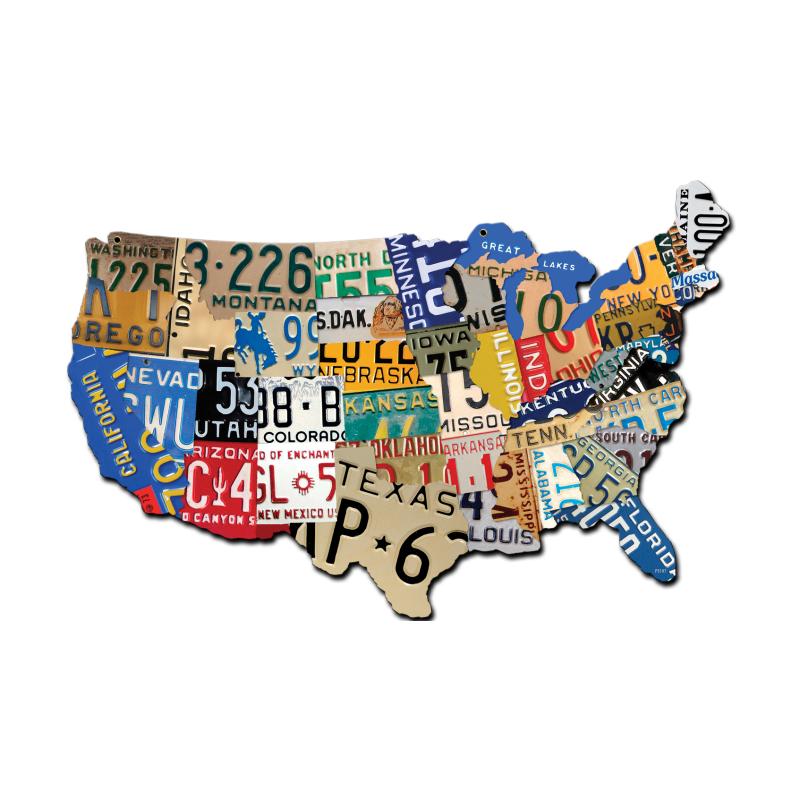 Past Time Signs PS197 USA License Plate Custom Metal Shape Sign