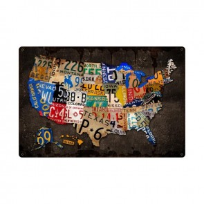 License Plate USA Board Vintage Metal Sign 24 X 36 Steel Not Tin