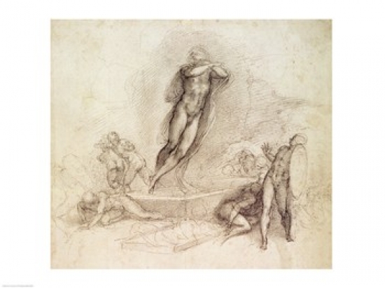 BALBAL108021LARGE Study for An Ascension Poster Print by Michelangelo Buonarroti - 36 x 24 in. - Large