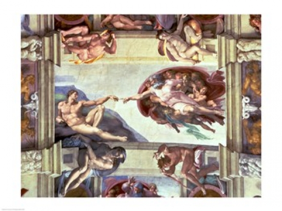 Sistine Chapel Ceiling Creation of Adam 1510 Poster Print by Michelangelo Buonarroti - 24 x 18 in.