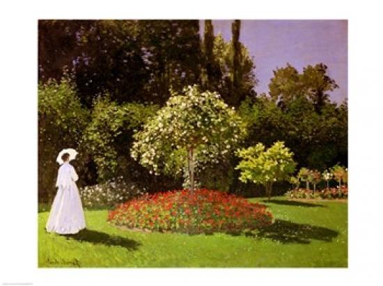 Jeanne Marie Lecadre in The Garden 1866 Poster Print by Claude Monet - 24 x 18 in.