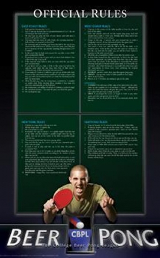 Beer Pong - CBPL Official Rules Poster Print - 24 x 36 in.