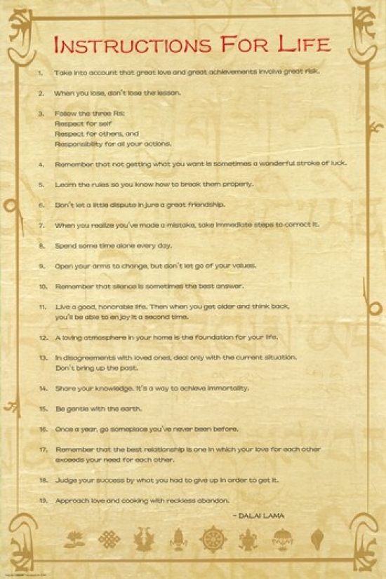 Instructions for Life - Dalai Lama 2 Poster Print - 24 x 36 in.