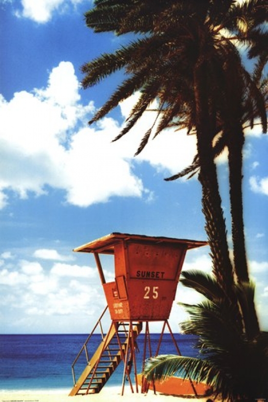 Tropical - Orange Lifeguard Hut Poster Print