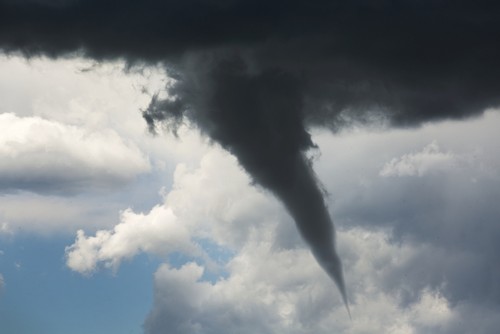 Dramatic Funnel Cloud Created in Dark Storm Clouds - Calgary Alberta Canada Poster Print by Michael Interisano, 19 x 12