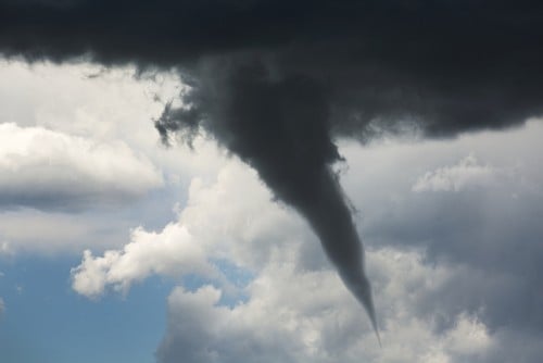 Dramatic Funnel Cloud Created in Dark Storm Clouds - Calgary Alberta Canada Poster Print by Michael Interisano, 38 x 24 - Large