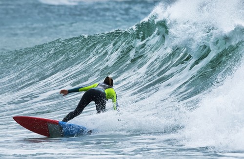 DPI12285308LARGE Surfer Catching A Wave - Tarifa Cadiz Andalusia Spain Poster Print by Ben Welsh, 38 x 24 - Large