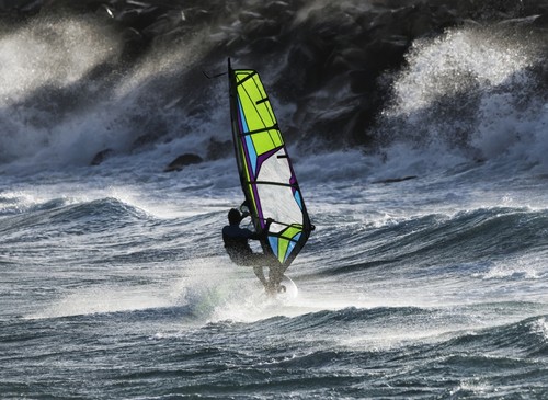 DPI12285151LARGE Windsurfer in The Waves - Tarifa Cadiz Andalusia Spain Poster Print by Ben Welsh, 36 x 26 - Large