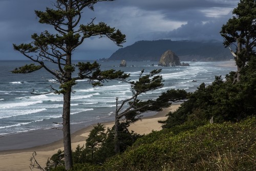 Haystack Rock & Tillamook Head Are Visible from Us Highway 101 - Oregon United States of America Poster Print by Robert L.Potts, 38 x 24 - Large