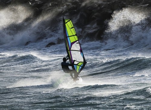 Windsurfer in The Waves - Tarifa Cadiz Andalusia Spain Poster Print