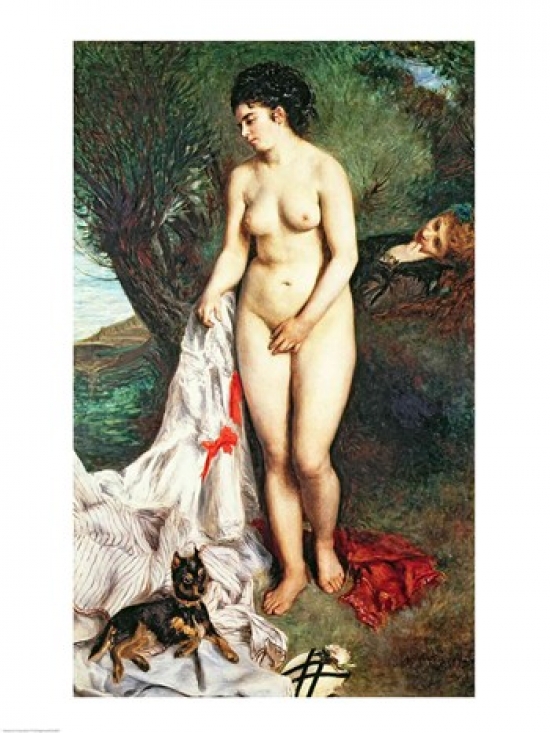 Picture of Posterazzi BALXIR19807 Bather with A Griffon Dog 1870 Poster Print by Pierre-Auguste Renoir - 18 x 24 in.